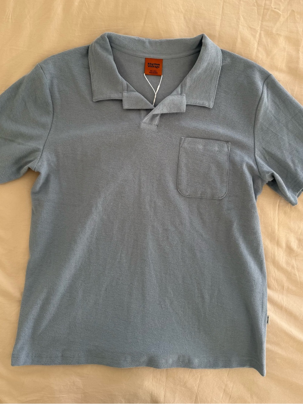 Rhythm. Men's blue terry vintage polo